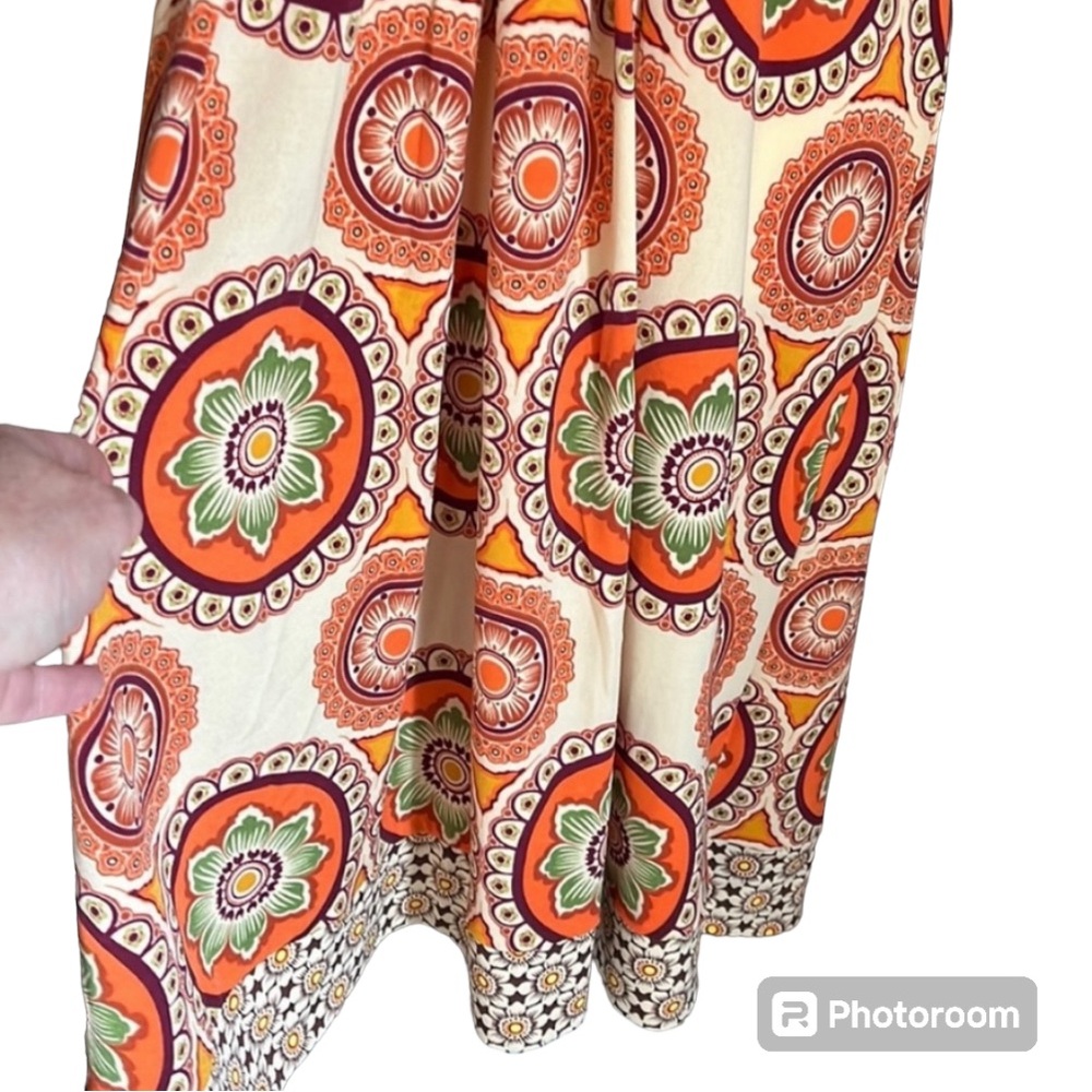 Dressbarn Orange Boho Paisley Print Dress Size 12 - Picture 8 of 14
